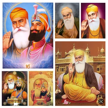 Jauns DIY Dimanta Krāsošana Indijas Reliģiskās Skaitļi Guru Nanak Portrets Mākslas Mozaīkas Komplekts Cross Stitch Dimanta Izšuvumi Mājas Dekoru