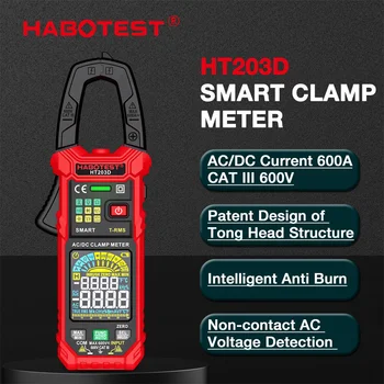 Digitālā Clamp Meter 6000 Skaits AC/DC Taisnība-RMS Multimetrs Anto-Sākot Testeri Pašreizējo Skava Digitālo Ammeter Clamp Meter HT203D