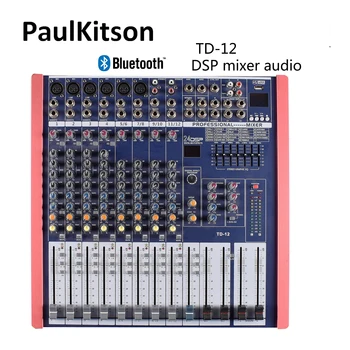 Paulkitson TD12 Profesionālās Audio Mikseris 12 Kanālu Miksēšanas pults DJ Studio Aduio Jauda Miksera Amolifier 48V Phantom