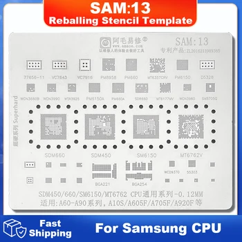 SAM13 CPU BGA Reballing Trafaretu Veidni Samsung A10S A605F A705F A920F SDM450 SDM660 SM6150 MT6762V 77656-11 Čipu Chipset