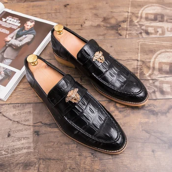 itāļu kurpes gadījuma zīmoli paslīdēt uz oficiālu luksusa kurpes, kleitu vīriešu mokasīni mokasīni patiesu braukšanas ādas apavi, liela izmēra
