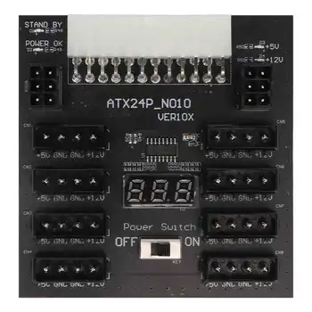 ATX PSU Power Board-5V, 12V Izejas 24Pin, lai 8X 4Pin Plus 2X Sprieguma Indikators Server ATX Power Board, lai CHIA Ieguves