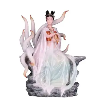 Taoist Baltā Marmora Dieviem Sadzīves Attēls Deviņas Astes Fox Immortals Qingqiu Budu Galda Plāksnes, Galda Virsmas Apdare Fox Garu Pasaku Statuja