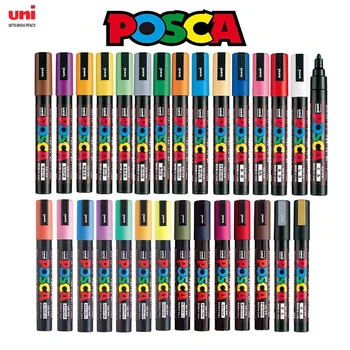 Uni Posca Krāsu Marķieru Komplekts Akrila Zīmējumu Glezniecība, Pildspalvas, Zīmuļu PC-1M PC-3M PC-5M Māksliniekiem Instrumenti DIY Izveidi ilustrācijas