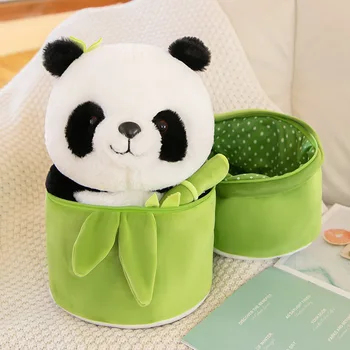 Imitētu Bambusa Caurule Puķains Panda Spilvens Lelle Plīša Rotaļlieta Bambusa Miega Lelle Bambusa Dāvanu