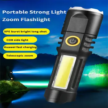 Multi-funkciju Zoom Lukturīti LED USB Ātrās Uzlādes Lāpu Praktiskās Puses Apgaismojums Ūdensnecaurlaidīgs Kempings Lampiņu Apgaismojums Instrumentu