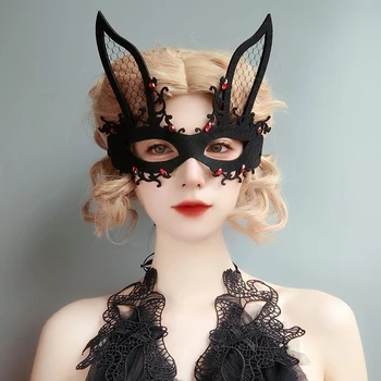 1pc Halloween, Lieldienas Naktsklubs, Bārs Truša Maska Masku Šovs Pusi Sejas Bunny Girl Maska Sejas Modes Dekoratīvās Puses