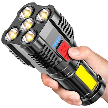 5Led Lukturīti Sadzīves Portable Multi-Function Cob Sānu Gaismas Usb Uzlādes Mini Spēcīgu Gaismas Lukturīti