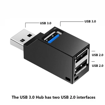 USB 3.0 HUB Adapteris Extender Mini Sadalītāja Kārba 3 Porti PC Klēpjdatoru Macbook Mobilo Tālruni, ātrgaitas U Diska Lasītājs iPhone