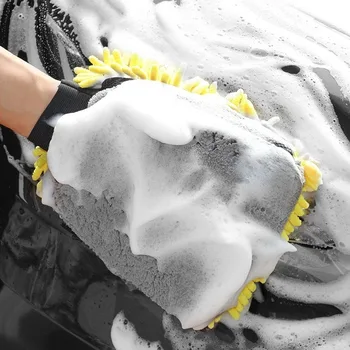1GB Ūdensizturīgs Auto Mazgāšana Microfiber Šenila Cimdi Biezu Auto Tīrīšanas Mitt Vasks Detalizējot Suku Auto Kopšanas Double-faced Cimdu