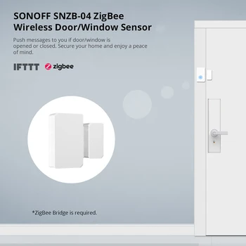 ZigBee Bezvadu Durvju/Logu Sensors Detektoru SNZB-04 On/ Off Brīdinājuma paziņojumus, izmantojot eWeLink LIETOTNI Smart Scene Saikne