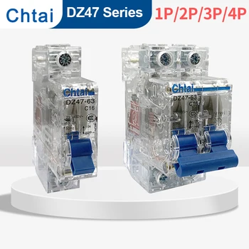 DZ47-63 1P 2P 3P 4P 63a Caurspīdīgs apvalks 6Ka MCB gaisa vienpola slēdzis zemsprieguma mini-circuit breaker Lētu cenu