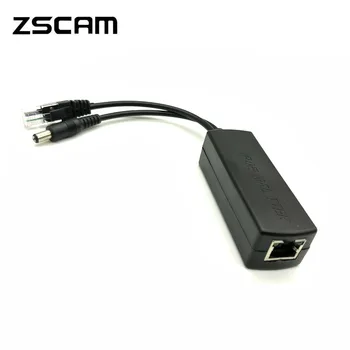 ZSCAM Gigabit Aktīvo PoE Splitter Power Over Ethernet IEEE 802.3 AF/PIE 48V uz 12V 1A-2A 10/100 Mb / s CCTV Drošības IP Kameras