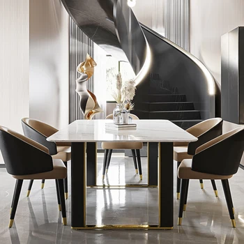 Itālijas gaismas rock pusdienu galda un krēsla kombinācijā marmora luksusa Ziemeļvalstu pusdienu galda
