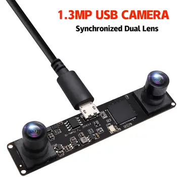 960P 60fps HD Sinhronā Stereo Kamera Dual objektīvs Mini UVC Webcam USB Video Kameras Modulis Android Linux Windows