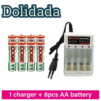 Dolidada 2023 Aa uzlādējamas baterijas 3600Mah aa1.2v Ni MH akumulators, gadījumā, LED lampas, rotaļlietas, Mp3