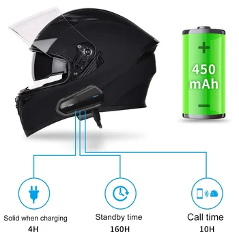 B35 Motociklu Domofons Mikrofons, Bluetooth 5.0 Ķivere Austiņa Interphone FM Radio HI-FI Skaņas Kvalitāte Siri Zila