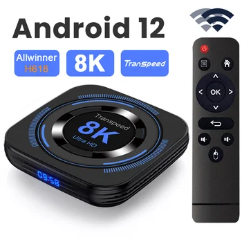 Transpeed Android 12 TV KASTĒ Allwinner H618 Dual Wifi 32G64G Četrkodolu Cortex A53 Atbalsta 4K 8K BT Balss Media player Set top box