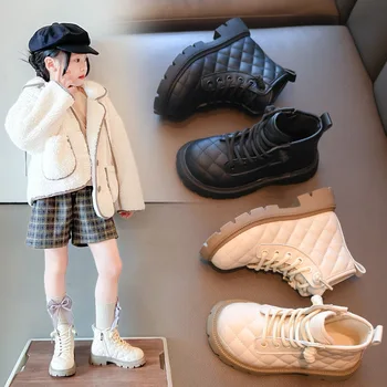 Vintage Zābaki meitenēm Ādas bērni Potītes zābaki modes Boot Meiteni rudens ziemas Bērnu Apavu mīkstā vienīgais princese boot