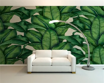 Custom tapetes ar roku apgleznotus zaļās augu lapas viesistaba, guļamistaba, dīvāns fona sienu dekoratīvā krāsošana sienas behang