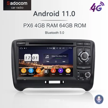 DSP 2 din PX6 Android 11.0 4GB operatīvā ATMIŅA 64G ROM 8core Auto DVD Playe rcar radio Audi TT 2006. GADA līdz 2013. gadam RADIO, GPS Glonass Kartes DVR TV