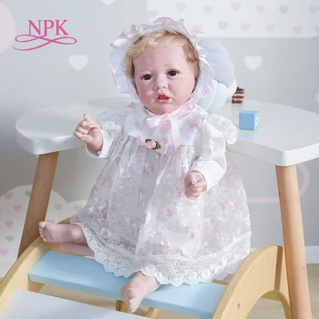 NPK 55CM atdzimis toddler bērnu tautas atdzimis Saskia bebe lelle Princese Kleita roku darbs kolekcionējamus mākslas lelle vannas rotaļlietas