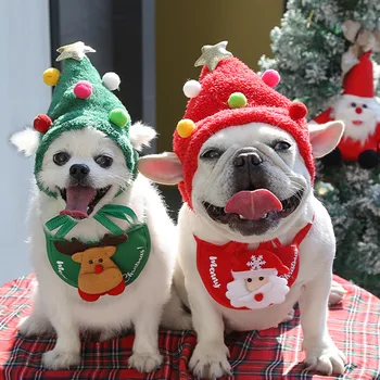 2023 Ziemassvētku Suns, Cepure, Galvas Apsējs Santa Priekšautiņi Šalle Ziemas Gudrs Cosplay Kostīms Apģērbs Par Chihuahua York Pet Izstrādājumiem, Piederumi