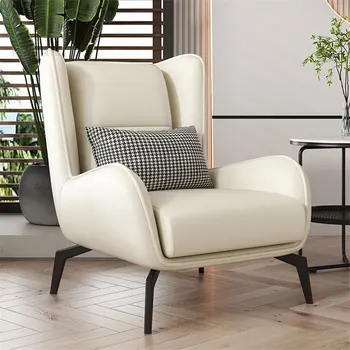 Nordic Light Luksusa Ādas Dīvāna, Krēsla, lai Dzīvojamās Istabas Mēbeles, Sadzīves Dizainers Atpūtas Krēsls Viena Dzīvojamā Istaba Dīvāns Krēsls