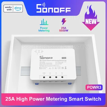 SONOFF POW R3 25A Strāvas Mērīšanas WiFi Smart Slēdzis, Aizsardzība pret Pārslodzi Enerģijas Taupīšanas Dziesmu par eWeLink Balss Vadība, izmantojot Alexa