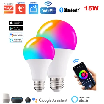 Tuya Bluetooth Smart Spuldze 10W Smart Apgaismes Lampas, Laika Grafiks, Strādā ar Gudru Dzīves App E27