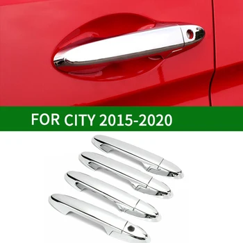 Chrome Auto Ārpus Ārējie Sānu Durvju Roktura Aizsargs Vāka Apdare priekš Honda CITY 2015-2020