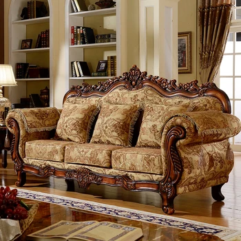 Eiropas auduma dīvāns, noņemams un mazgājams Amerikas pastorālo ciets koks cirsts dzīvojamā istaba luksus mēbeles