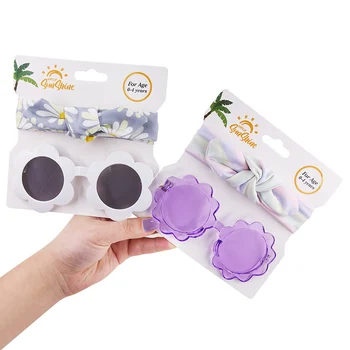 2gab/Set Cute Ziedu Mazuļa Galvu Sunglassess Uzstādīt Āra Bērniem Saulesbrilles Jaundzimušo Bērnu Cepures Beach Accessories1-4Y