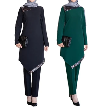 Elegants Musulmaņu Arābu Sadalīt Kleita Ērti Uzstādīt Divas Gabals, kas Topi un Bikses Marokas Tuvajos Austrumos Apģērbu Dāvana Sievietēm
