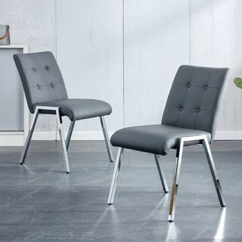Tīkla formas armless augstu muguras ēdamistabas krēsls,2-gabals, kas, biroja krēsls, Tumši Pelēka Krēsla un Electroplated metāla kāju
