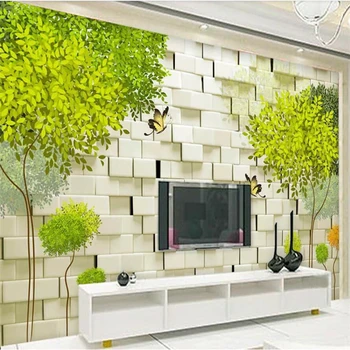 wellyu Pielāgota lieli gleznojumi modes labiekārtošanas svaigi anotācija lielā koka ķieģeļu sienas 3D stereo TV fona wal