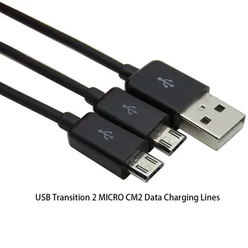 Augstas Kvalitātes Black USB 2.0 Dual 2 Micro USB 2.0 Vīriešu Y Sadalītāja Datu Lādētāja Kabeli Vadu Uzlādes Mobilo sakaru Kabelis