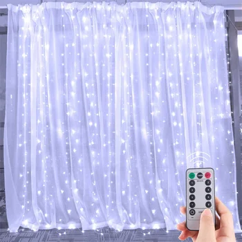 LED Karājas Logu Aizkaru String Gaismas 8 Apgaismojuma Režīmi Pasaku Gaismas USB Powered Ūdensizturīgs, Gaismas Ziemassvētku Guļamistaba Dekori