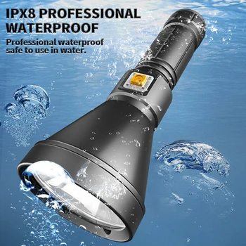 Super spilgti Niršanas Lukturīti IP68 augstāko ūdensnecaurlaidīgs reitings Profesionālā daivinga gaismas Powered by 26650 akumulatoru Ar roku virves