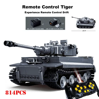 Tālvadības pults Militāro T14 Amatas MK4 Tiger RC Galvenais Kaujas Tanks Celtniecības Bloki WW2 Ieroci Tehnisko Akumulatora Ķieģeļi Bērniem Rotaļlietas