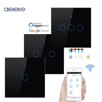 Wifi Smart Gaismas Slēdzi Stikla Ekrāna Touch Panel Balss Kontroles Bezvadu Sienas Slēdži Remote ar Alexa Smart Home