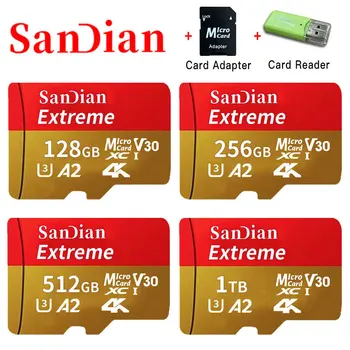 Sākotnējā 1TB Flash Atmiņas Kartes Micro TF/SD atmiņas Karte 512 GB Augstas ietilpības SD Karti Class10 High-Speed SD Kartes uz DATORU/Viedtālrunis/Kameru