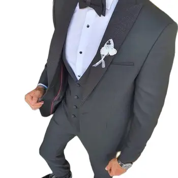 Vīriešu Uzvalks Armijas Zaļā Līgavainis Tuxedos Puse Slim Fit Uzvalks Biznesa Ikdienas Jaka Komplekti 3 Gabals （Žakete + Veste + Bikses）Kostīmu Homme