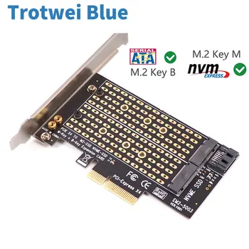 Dual M2 NVME M. 2 M Taustiņu SATA B taustiņu, SSD, lai PCI Express PCIe 3.0 Pārveidotāja Adapteris Karte 2230 2280 2260 Atbalstu, PCI-e X4 X8 X16
