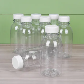 Caurspīdīgs Plastmasas Tukšas Dzērienu Pudeles Konteineros ar Vākiem, kas 300/350/400 ml Apelsīnu, Ābolu Citrona Sulu, Piena Kokteiļus Pudeles