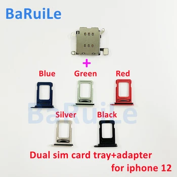 BaRuiLe 1set iPhone 12 12pro Max Dual SIM Kartes Lasītājs Flex Kabelis +SIM Kartes ligzda Turētāja Slotu Adapteri, Rezerves Daļu