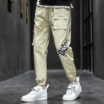 Kravas 2023 Vīriešu Harēma Sānu Kabatas Lentes Melnā Hip Hop Vīriešu Joggers Bikses Modes Gadījuma Streetwear Bikses