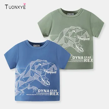 TUONXYE Modes Zēniem ar Īsām Piedurknēm T-krekls ar Multfilmas Dinozauru Kokvilnas Mīksta Elpojošs Bērnu Ērtas Drēbes 2-9years