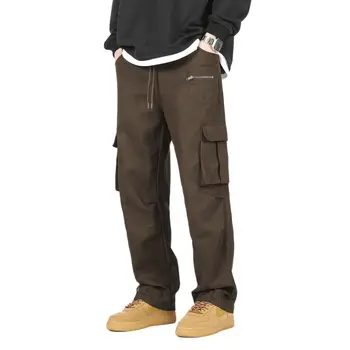 Pavasara Kravas Bikses Vīriešu Multi-Kabatas Taisnas Bikses, Modes Harajuku Streetwear (Dungriņi) Frakcijas Apģērbs Vīriešu Plus Izmērs 3XL