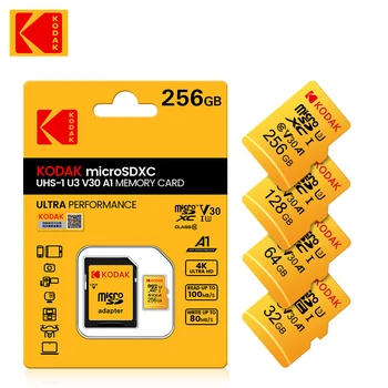 KODAK EVO Plus 128GB Atmiņas Karte 256 GB U3 4K Micro SD Karte 64GB, 32GB SDHC Microsd UHS-I C10 TF Trans Flash Atmiņas 100MB/S
